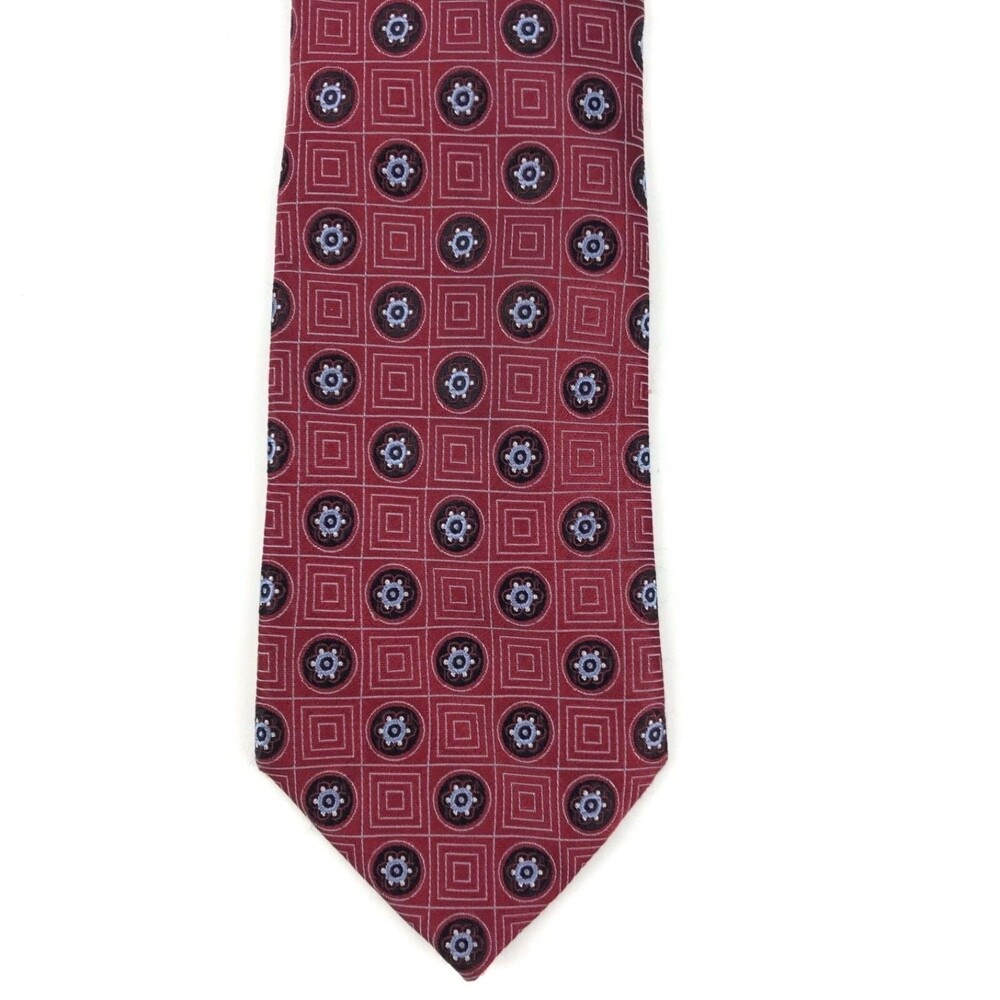 JoS. A. BANK Signature Collection Tie Red Foulard Geometric 100% Silk Necktie - Picture 4 of 9